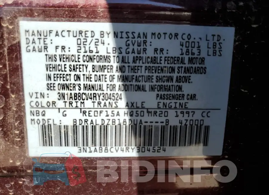 3N1AB8CV4RY304524 Photo# 12