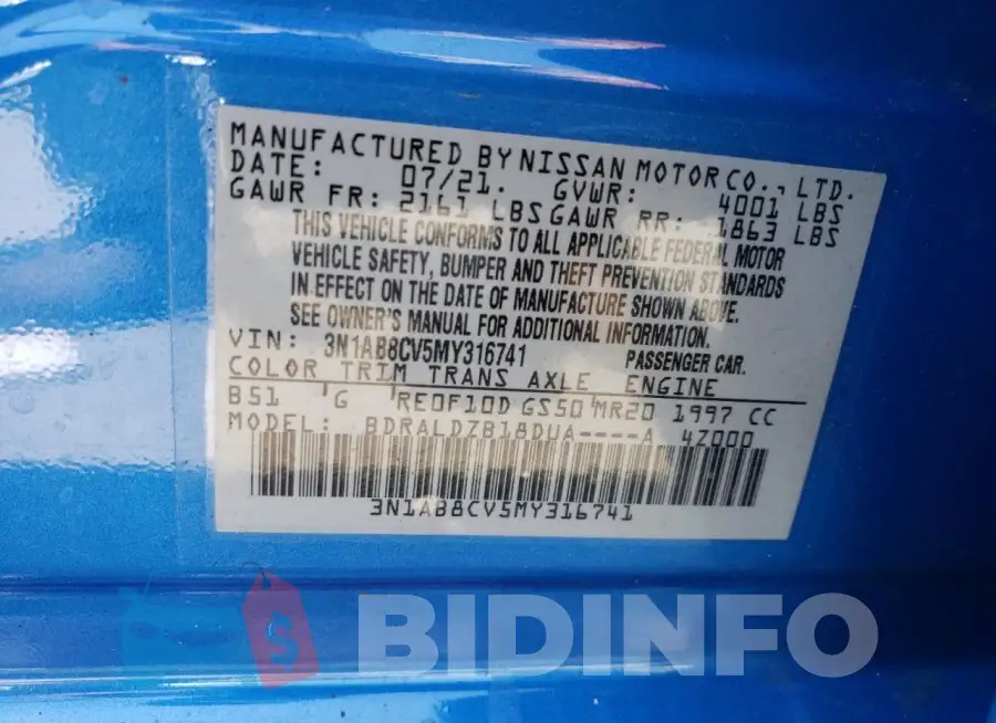 3N1AB8CV5MY316741 Photo# 12