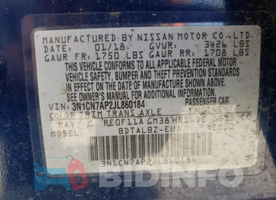 3N1CN7AP2JL860184 Photo# 12