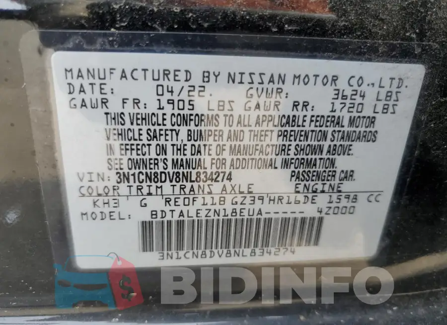3N1CN8DV8NL834274 Photo# 12