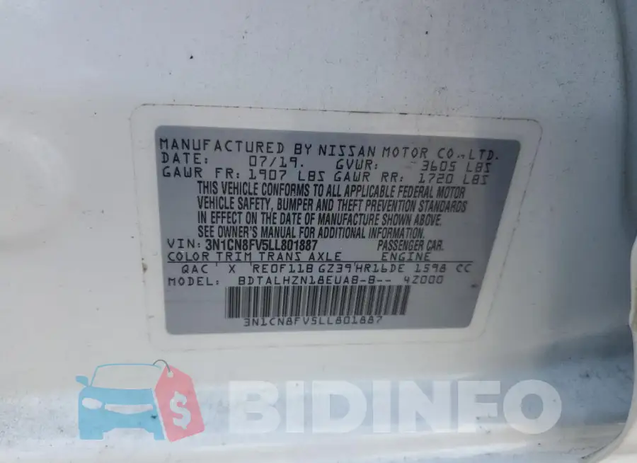 3N1CN8FV5LL801887 Photo# 12