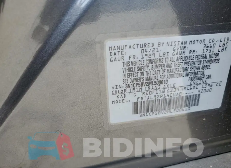 3N1CP5BV2ML500610 Photo# 12