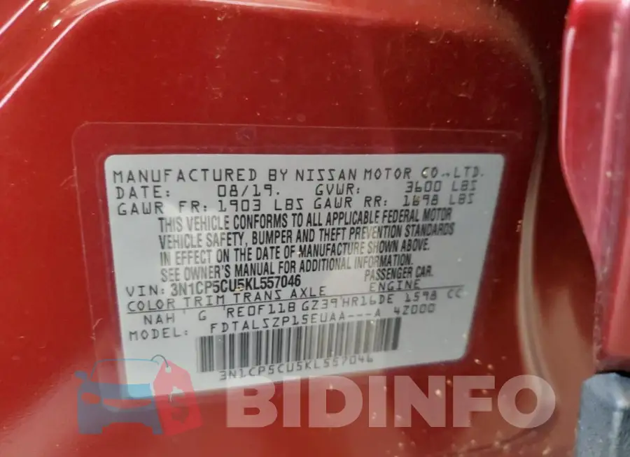 3N1CP5CU5KL557046 Photo# 14