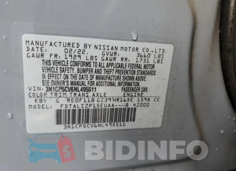 3N1CP5CV6NL495511 Photo# 13