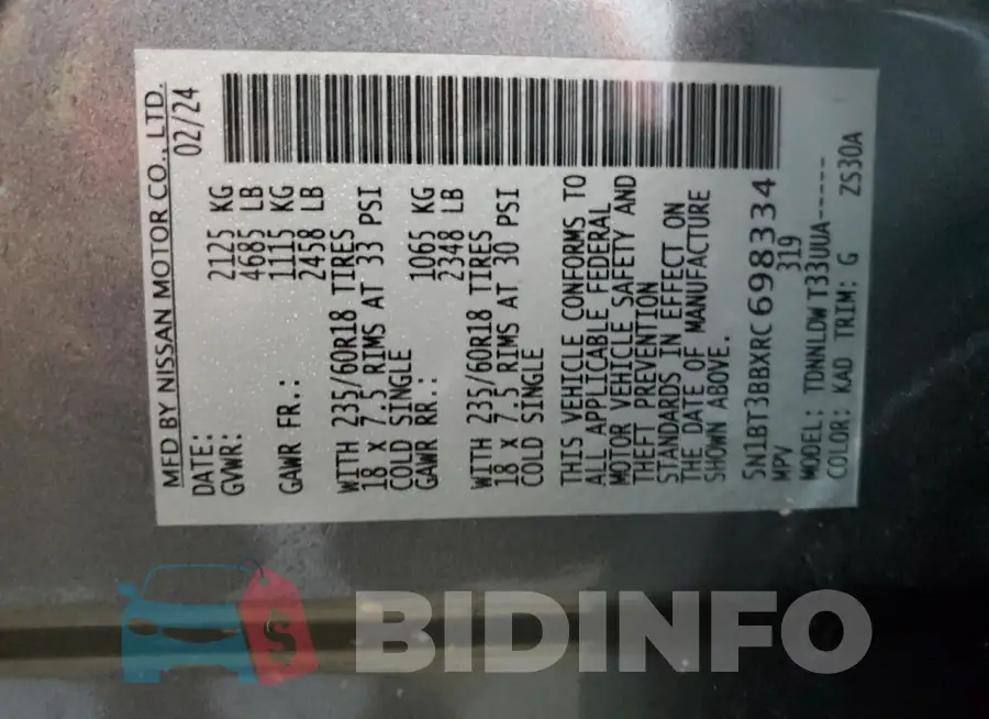 5N1BT3BBXRC698334 Photo# 14