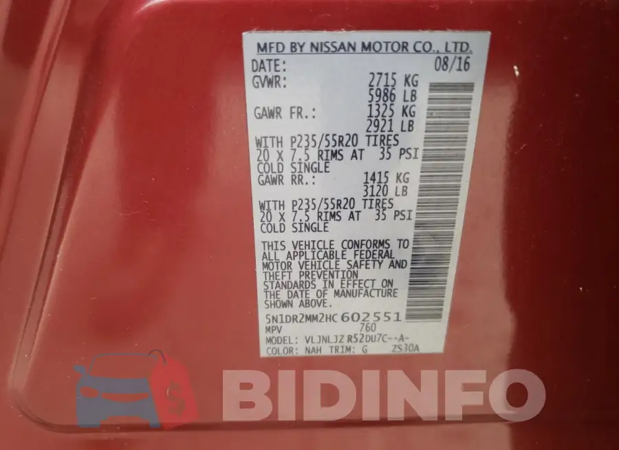 5N1DR2MM2HC602551 Photo# 13