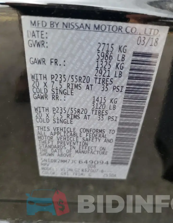 5N1DR2MM7JC649094 Photo# 14