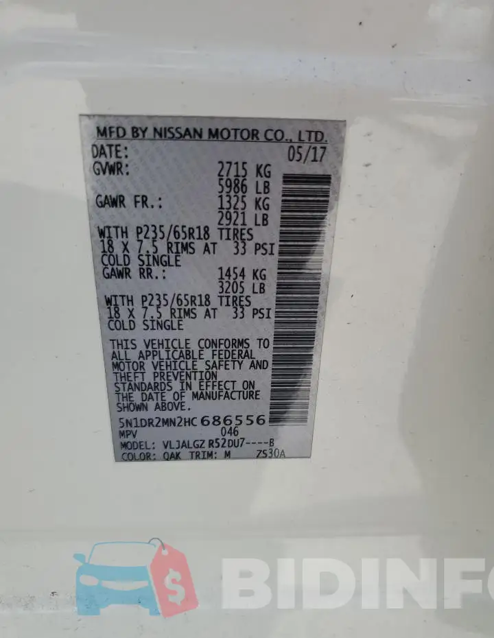 5N1DR2MN2HC686556 Photo# 14