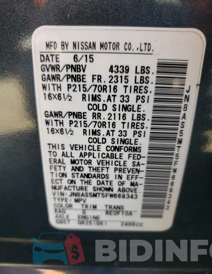 JN8AS5MT5FW669343 Photo# 14