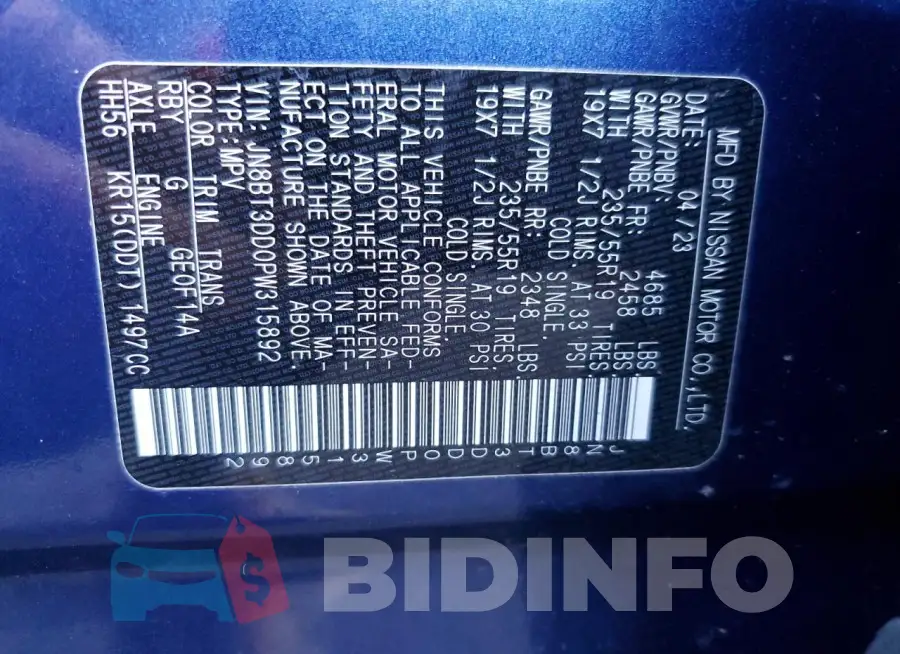 JN8BT3DD0PW315892 Photo# 13