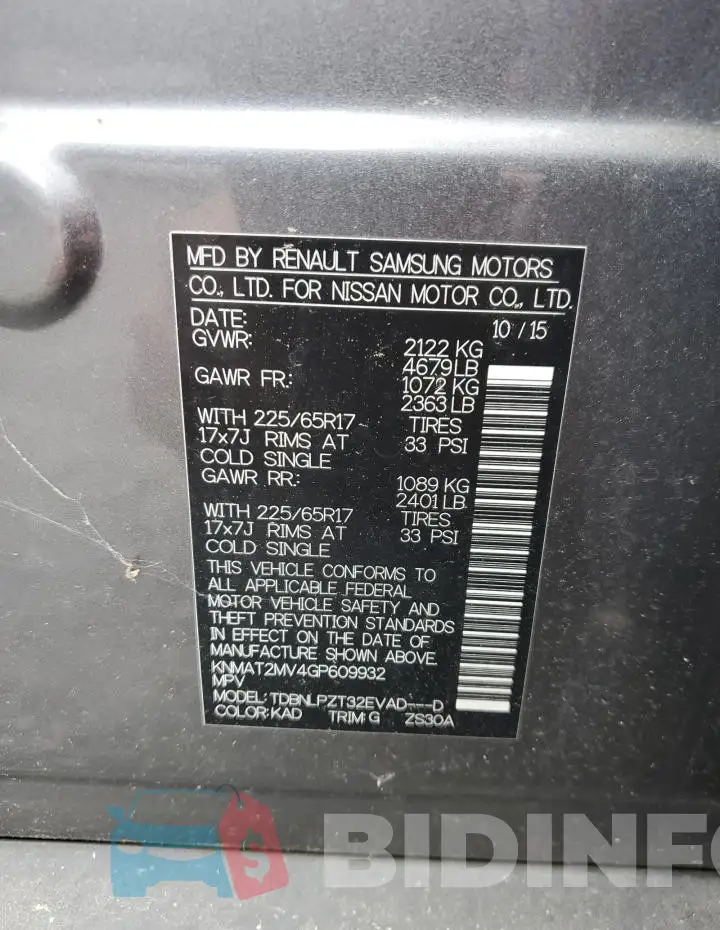 KNMAT2MV4GP609932 Photo# 13