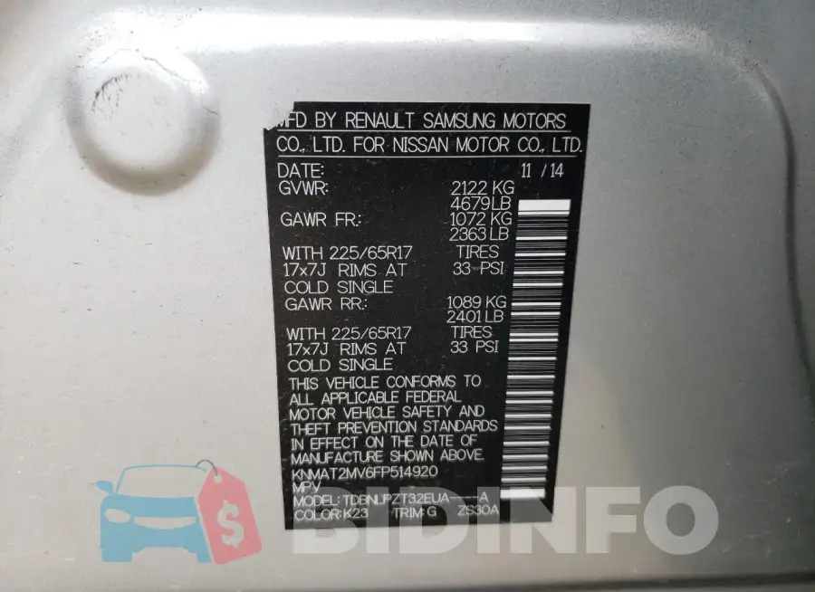 KNMAT2MV6FP514920 Photo# 14