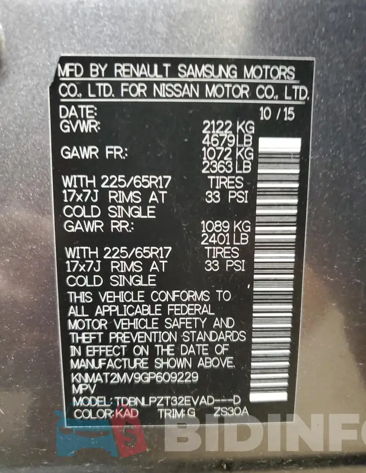 KNMAT2MV9GP609229 Photo# 13