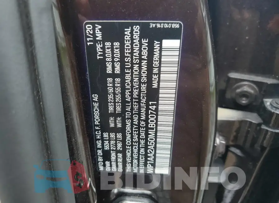 WP1AA2A50MLB00741 Photo# 13