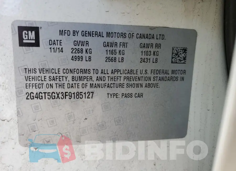 2G4GT5GX3F9185127 Photo# 12