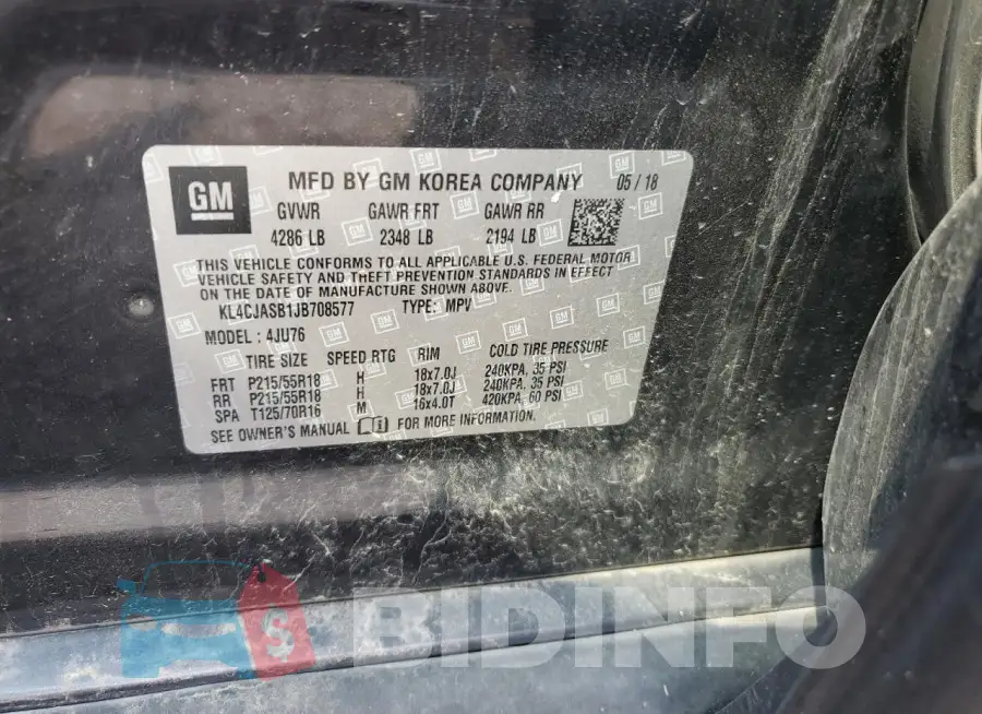 KL4CJASB1JB708577 Photo# 13