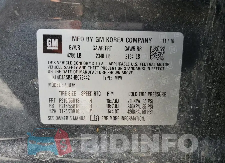 KL4CJASB4HB072442 Photo# 14
