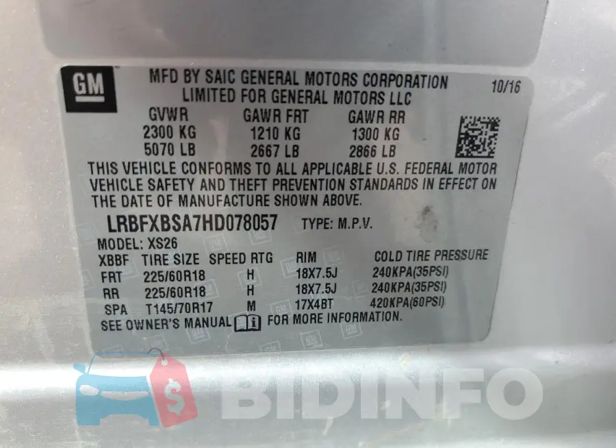 LRBFXBSA7HD078057 Photo# 13
