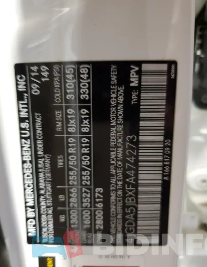 4JGDA5JBXFA474273 Photo# 13