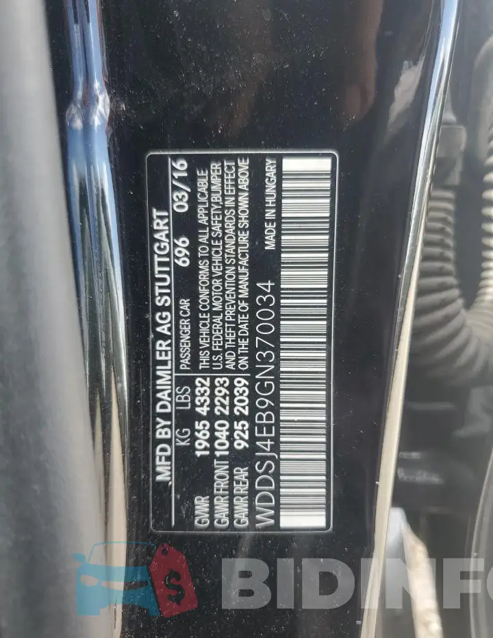 WDDSJ4EB9GN370034 Photo# 12