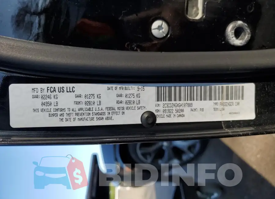 2C3CDZAGXGH107889 Photo# 12