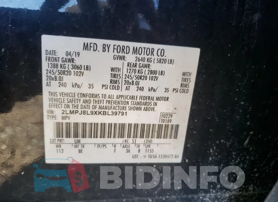 2LMPJ8L9XKBL39791 Photo# 12