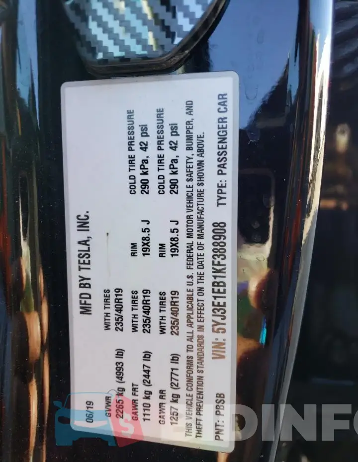 5YJ3E1EB1KF388908 Photo# 12