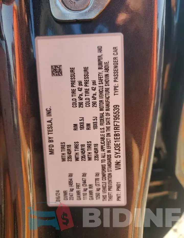 5YJ3E1EB1RF795539 Photo# 12