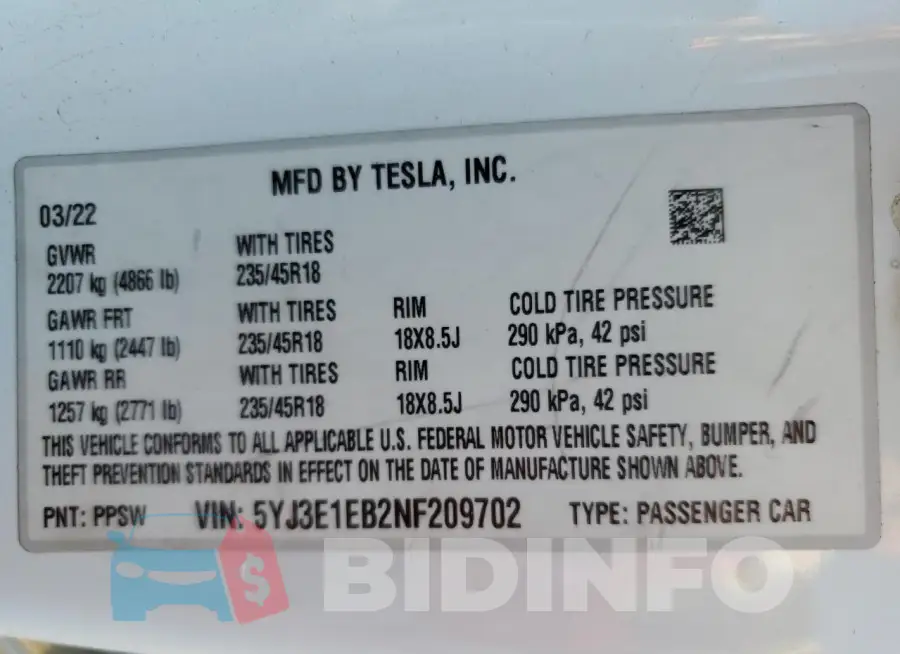 5YJ3E1EB2NF209702 Photo# 12