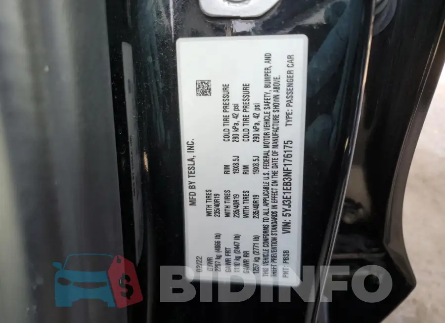 5YJ3E1EB3NF176175 Photo# 13