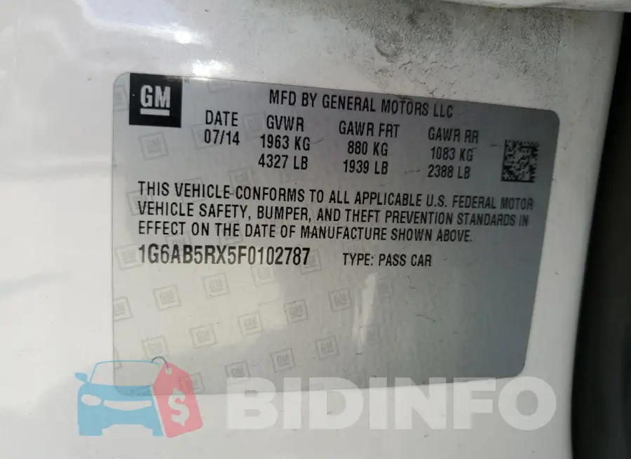 1G6AB5RX5F0102787 Photo# 12
