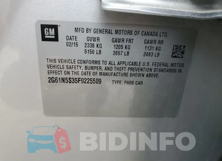 2G61N5S35F9225509 Photo# 12