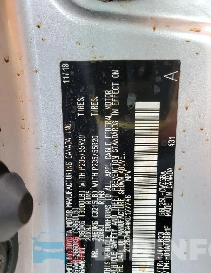 2T2BZMCA4KC177746 Photo# 13