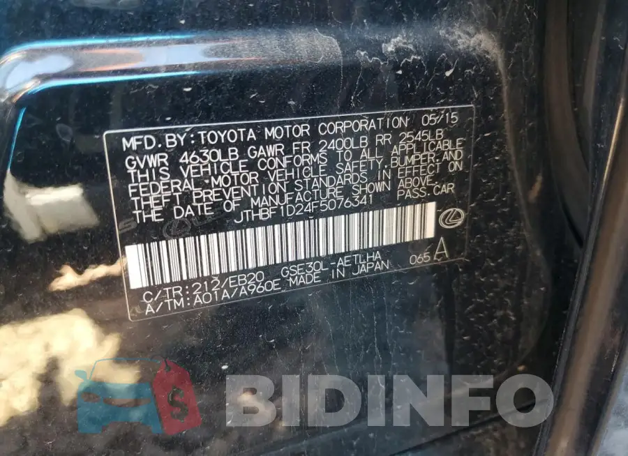 JTHBF1D24F5076341 Photo# 12