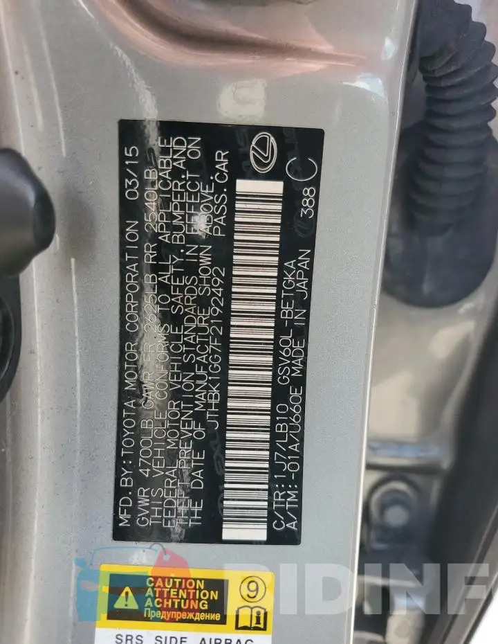 JTHBK1GG7F2192492 Photo# 12