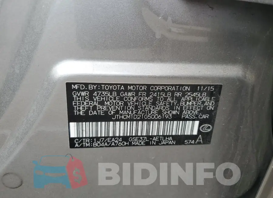 JTHCM1D21G5006193 Photo# 12