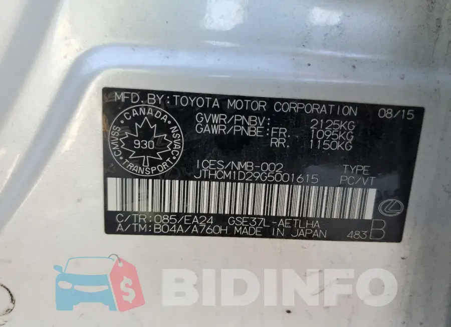 JTHCM1D29G5001615 Photo# 12