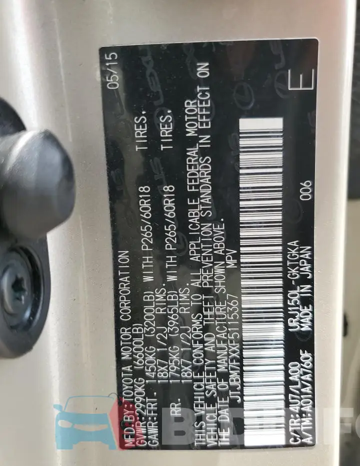 JTJBM7FXXF5115367 Photo# 14