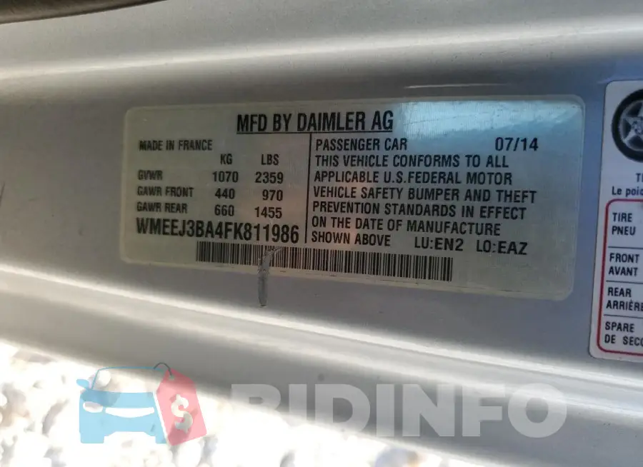 WMEEJ3BA4FK811986 Photo# 12