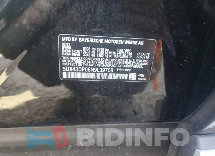5UX43DP06N9L39708 Photo# 13