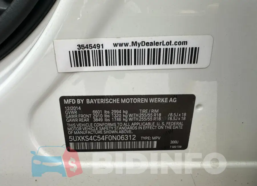 5UXKS4C54F0N06312 Photo# 10
