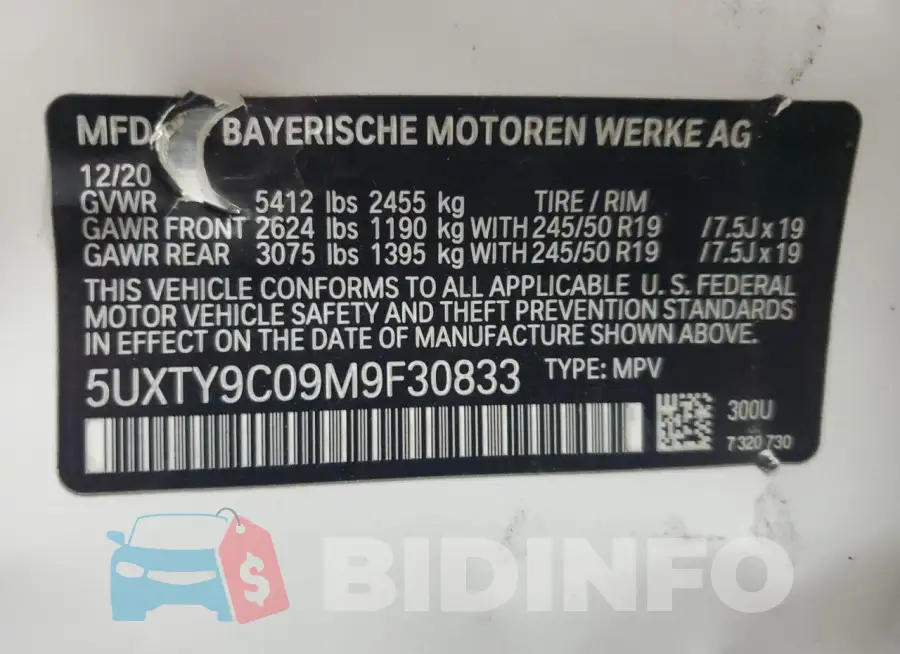 5UXTY9C09M9F30833 Photo# 14