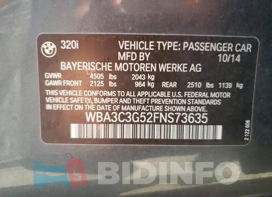 WBA3C3G52FNS73635 Photo# 12