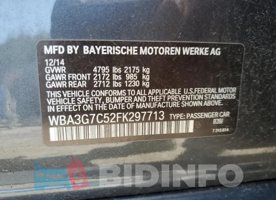 WBA3G7C52FK297713 Photo# 12