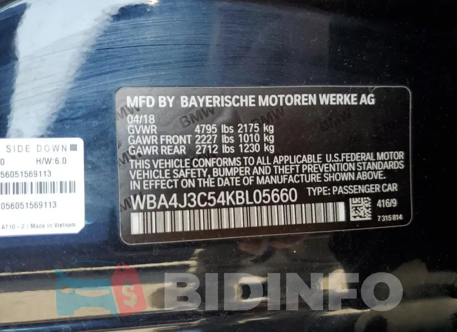 WBA4J3C54KBL05660 Photo# 12