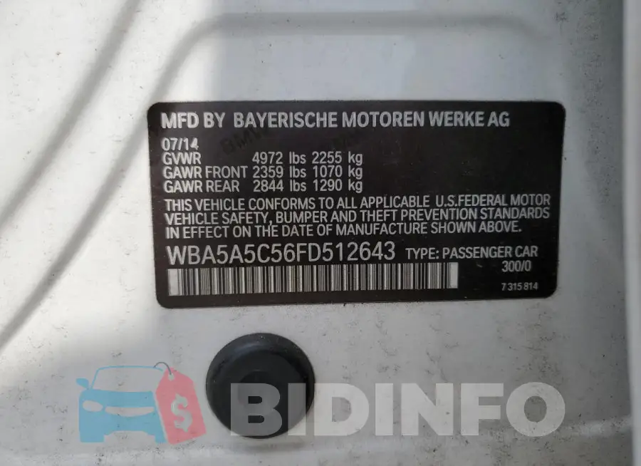 WBA5A5C56FD512643 Photo# 12