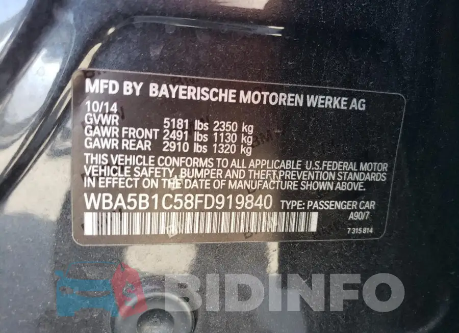 WBA5B1C58FD919840 Photo# 12