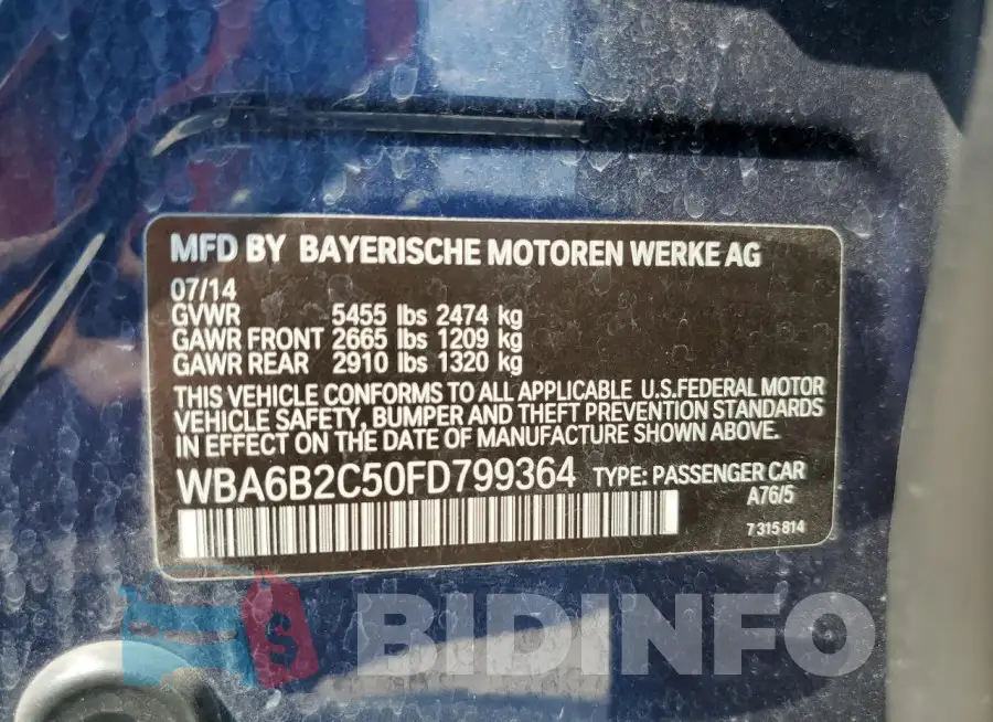 WBA6B2C50FD799364 Photo# 12