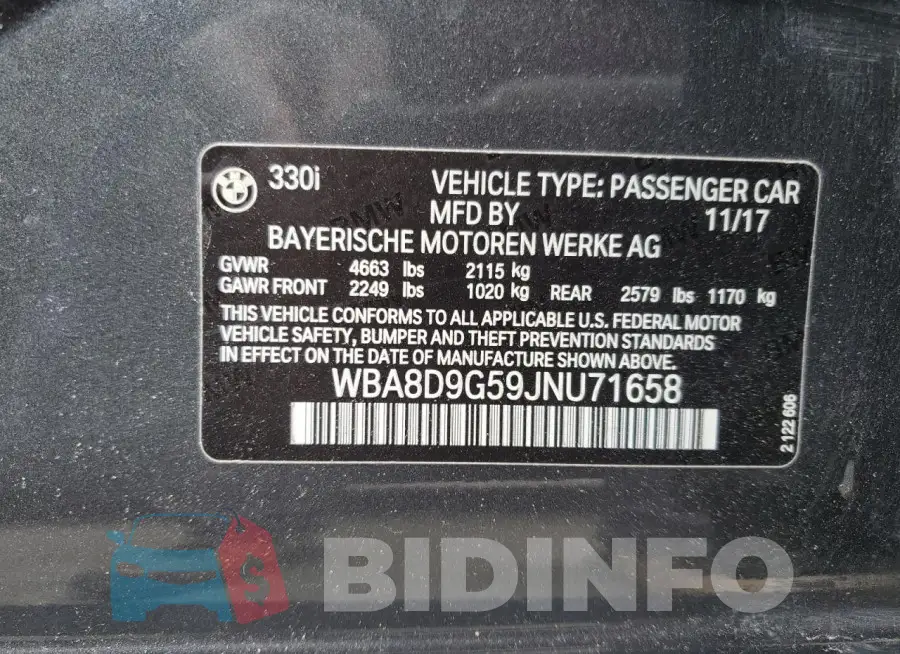 WBA8D9G59JNU71658 Photo# 12