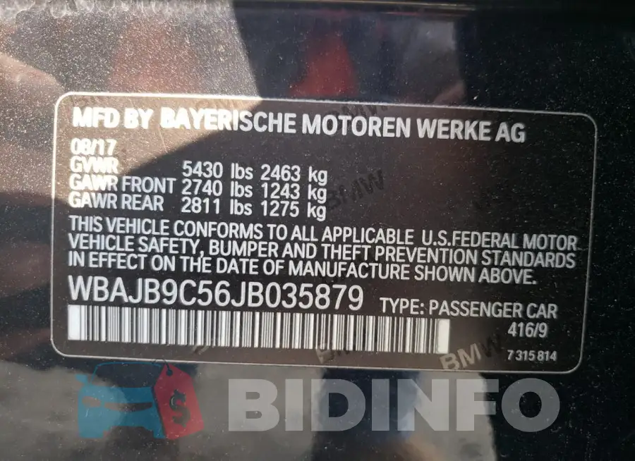 WBAJB9C56JB035879 Photo# 12